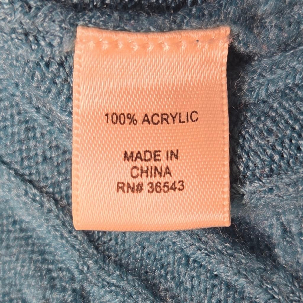 Women's G.H. Bass & Co. Teal Cable Knit Cowl Neck Sweater L - Picture 7 of 10